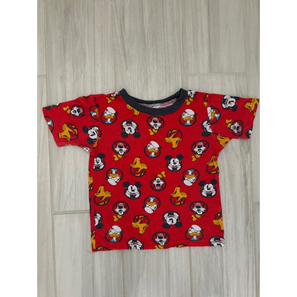 Disney Junior Mickey Mouse Donald Pluto Red Pajama Shirt Kids Size 5T PJ Top